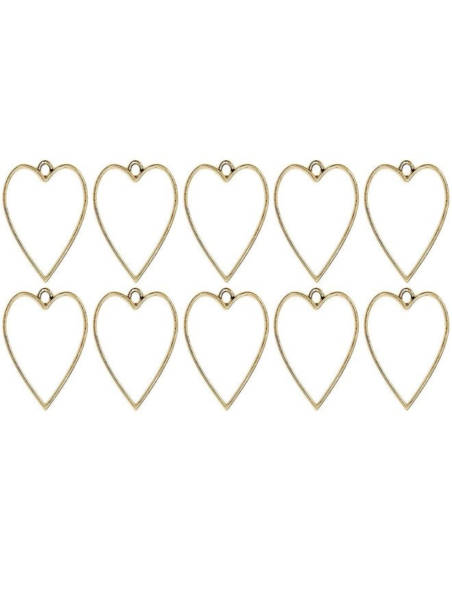 Excellentcrafts 10 Pcs Gold Heart Open Bezel Charm Frames - Hollow Resin Jewelry Making Settings for DIY UV Epoxy Pendants, Earrings, Keychains & Crafts